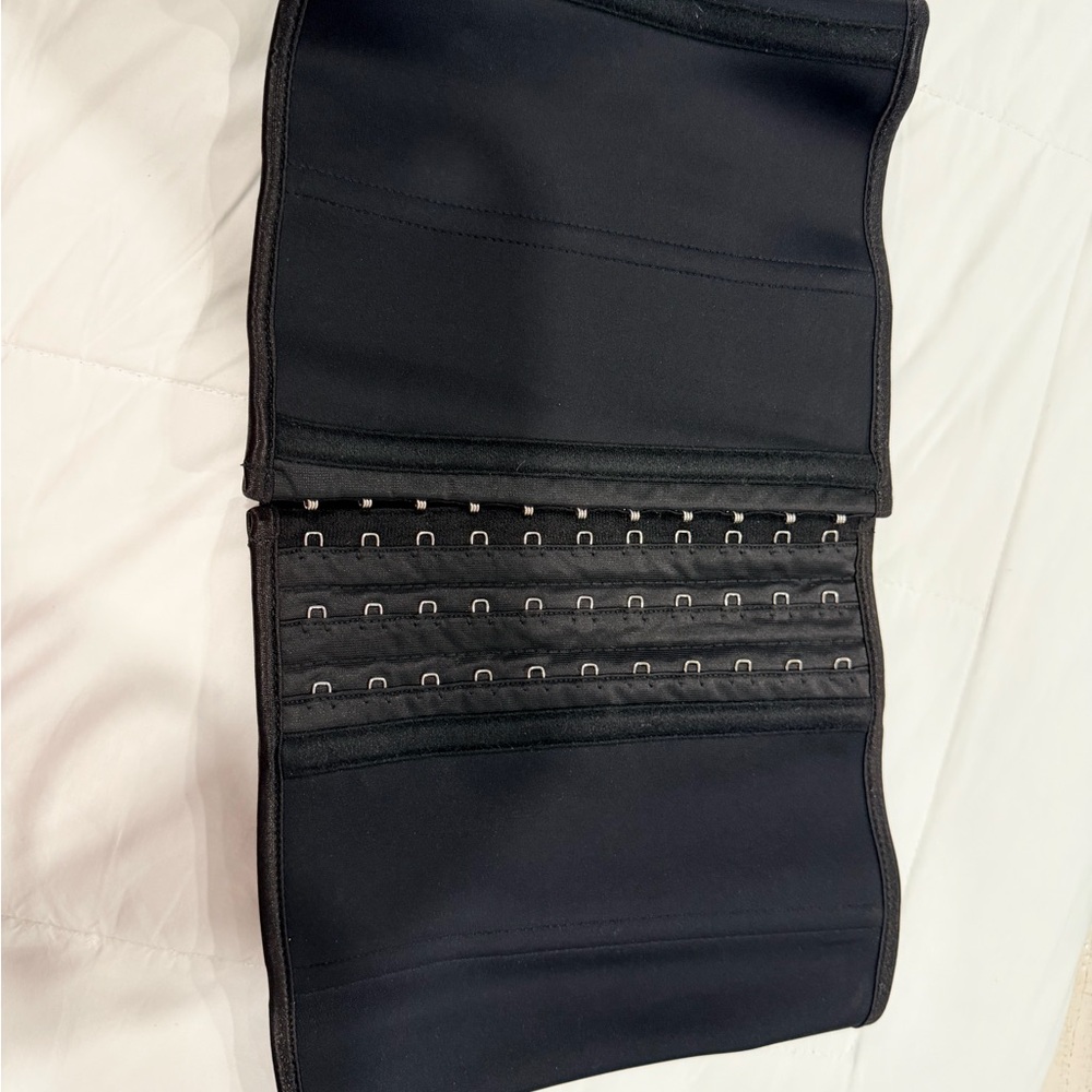 Yianna Waist trainer/corset shaper with Hook Closures- heavy duty, black -large